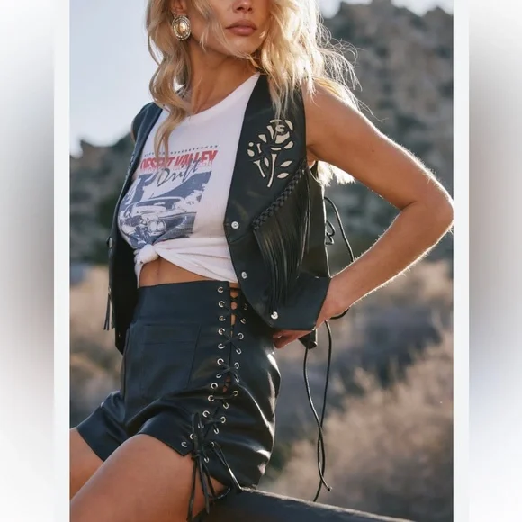 12th Tribe Tie Breaker Faux Leather Shorts 🔥 - Picture 4 of 8